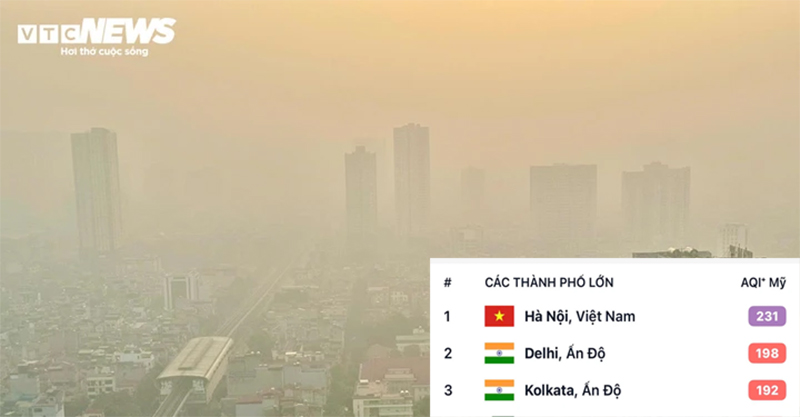 Hà Nội đứng đầu thế giới về ô nhiễm không khí