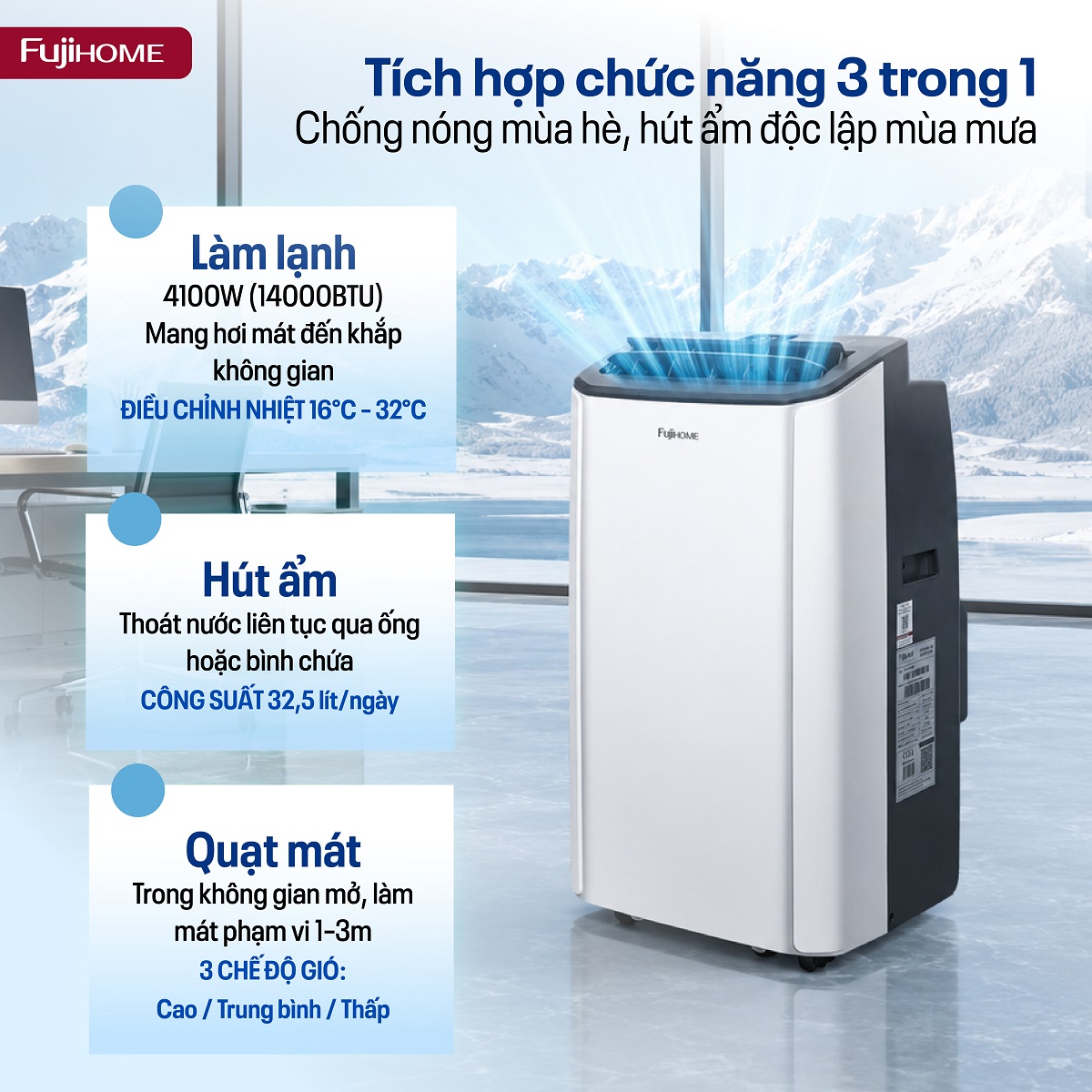 Điều hòa di động Fujihome PAC14Pro tích hợp hút ẩm.jpg
